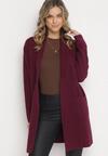 Ciemnofioletowy Długi Kardigan Niezapinany z Kieszeniami Keeleb