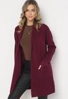 Ciemnofioletowy Długi Kardigan Niezapinany z Kieszeniami Keeleb