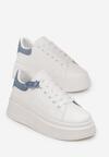 Biało-Niebieskie Sneakersy na Grubej Podeszwie z Naszywką Chonris