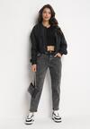 Ciemnoszare Jeansy Mom Fit Agine
