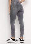 Ciemnoszare Jeansy Skinny z Regularnym Stanem i Efektem Push Up Mithi