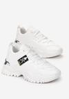 Białe Sneakersy na Grubej Podeszwie z Metaliczną Wstawką Deminik