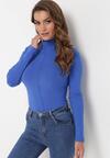 Niebieski Sweter Golf o Dopasowanym Kroju Ryler