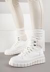 Białe Botki na Platformie z Futerkiem Dorcva
