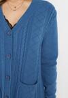 Niebieski Kardigan z Warkoczykowym Splotem Marianns