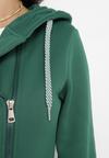 Zielona Ocieplona Bluza z Asymetrycznym Suwakiem i Kapturem Rivana