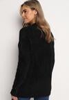Czarny Klasyczny Sweter z Puchatego Materiału Oversize Miarra