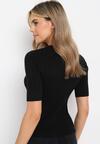Czarna Bluzka z Krótkim Rękawem z Elastycznymi Ściągaczami Stellana