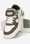 Zielono-Białe Sneakersy z Imitacji Skóry z Ozdobnymi Wstawkami Xavara
