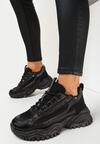 Czarne Sneakersy na Grubej Podeszwie w Cyrkonie Incolea