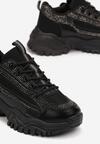 Czarne Sneakersy na Grubej Podeszwie w Cyrkonie Incolea