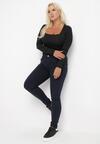 Granatowe Jeansy Skinny Push Up Fivac