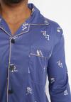 Niebieska Bawełniana Piżama 2-częściowa z Koszulą i Spodniami Lallitte
