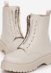 Beżowe Botki Workery z Suwakiem z Przodu Mielani