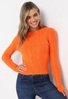 Pomarańczowy Sweter w Warkoczykowy Splot Asmani