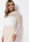 Biała Bluzka z Ażurową Wstawką Fatise