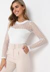Biała Bluzka z Ażurową Wstawką Fatise