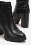 Czarne Botki na Słupku z Brokatową Wstawką Lovasii