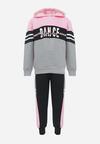 Różowo-Szary 2-częściowy Komplet Dresowy z Bluzą i Spodniami Kilbo