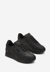 Czarne Sneakersy z Ekoskóry na Grubej Podeszwie Brosta