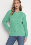 Zielony Sweter z Ozdobnym Splotem Pogaria