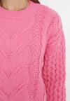 Różowy Wełniany Sweter z Warkoczykowym Splotem Venqille