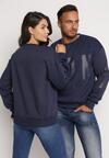 Granatowa Bluza z Nadrukiem Nefa