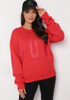 Czerwona Bluza z Nadrukiem Nefa