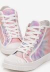Różowe Sznurowane Trampki w Stylu Tie-Dye na Płaskiej Żłobionej Podeszwie Locines