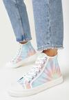 Niebiesko-Różowe Sznurowane Trampki w Stylu Tie-Dye na Płaskiej Żłobionej Podeszwie Locines