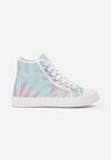 Niebiesko-Różowe Sznurowane Trampki w Stylu Tie-Dye na Płaskiej Żłobionej Podeszwie Locines