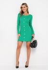 Zielona Sweterkowa Sukienka Mini z Wiskozy Parimela