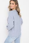 Szary Sweter o Swobodnym Fasonie ze Ściągaczami Alucja
