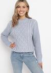 Szary Sweter w Warkoczykowy Splot Rafipo