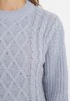 Szary Sweter w Warkoczykowy Splot Rafipo