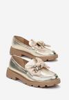 Złote Mokasyny z Ozdobną Kokardą Olevin