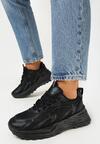 Czarne Sneakersy na Grubej Podeszwie Evioll