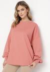 Różowa Bawełniana Bluza Oversize Fanelu
