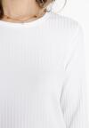 Biała Bluzka z Prążkowanej Dzianiny Bikafesa