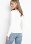 Biała Bawełniana Bluzka z Zapięciem na Napy i Długim Rękawem Secia