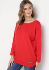 Czerwona Bawełniana Bluzka z Rękawami Typu Nietoperz Dennisetta