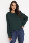 Ciemnozielony Sweter z Rękawem Nietoperz Anfrei