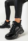 Czarne Botki w Sportowym Stylu z Hologramowymi Wstawkami Beskaci