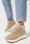 Ciemnobeżowe Sneakersy Mocno Ocieplone Sztucznym Futerkiem Rosanas