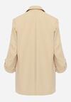 Beżowa Marynarka Niezapinana z Kieszeniami i Rękawami 3/4 Fllavia