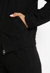Czarny 2-częściowy Prążkowany Komplet Dresowy z Bluzą i Spodniami Tuenna