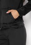 Czarny Welurowy 2-Częściowy Komplet Dresowy Bluza i Szerokie Spodnie Nestelle