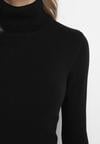 Czarna Sukienka Midi z Golfem o Sweterkowym Fasonie Abdone