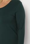 Zielona Bawełniana Bluzka z Długim Rękawem i Okrągłym Dekoltem Bafia
