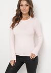 Jasnoróżowy Klasyczny Sweter ze Ściągaczami Vernose